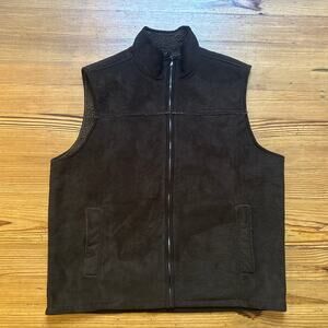 Van‎ Heusen dark brown faux suede fleece lined full zip mens vest SIZE L